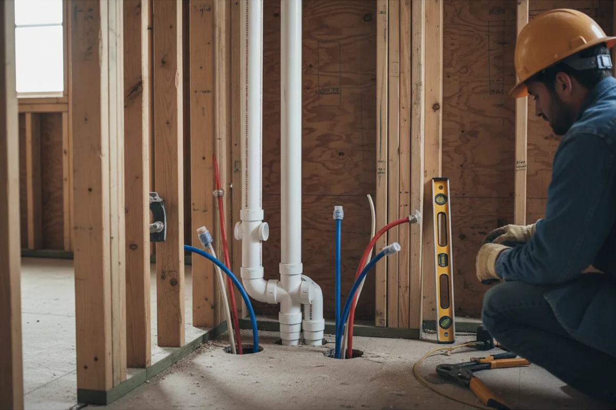 Drain and supply rough-in during Drain Cleaning in Richland